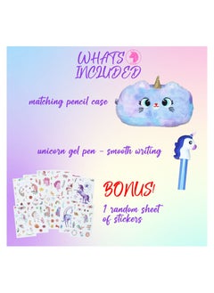 PEAKY KIDS Fluffy Unicorn Backpack 3D Rainbow Color Cute Plush Bag with Fuzzy Notebook Pom Pen and Stickers Soft Toy Stylish School Supplies  - Image 3