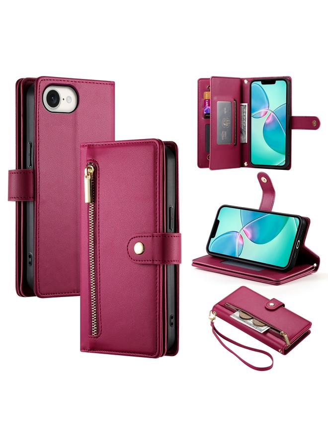 S-TOP Case For iPhone SE 4 2024 Nine Card-slot Zipper Wallet Bag Leather Phone Case - Image 1