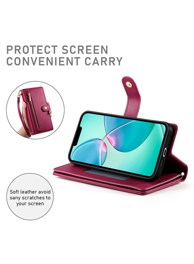 S-TOP Case For iPhone SE 4 2024 Nine Card-slot Zipper Wallet Bag Leather Phone Case - Image 4