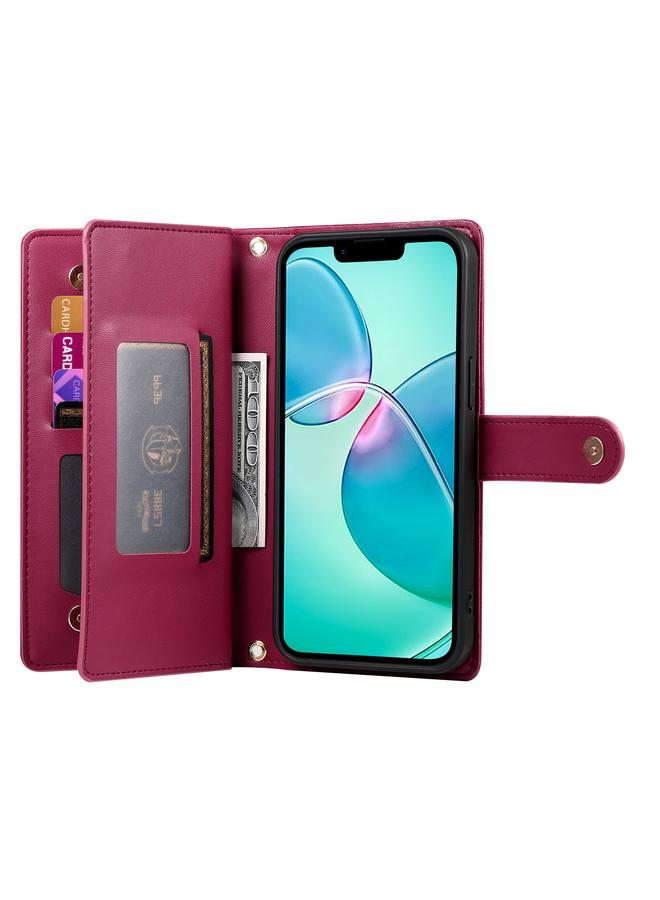 S-TOP Case For iPhone SE 4 2024 Nine Card-slot Zipper Wallet Bag Leather Phone Case - Image 3
