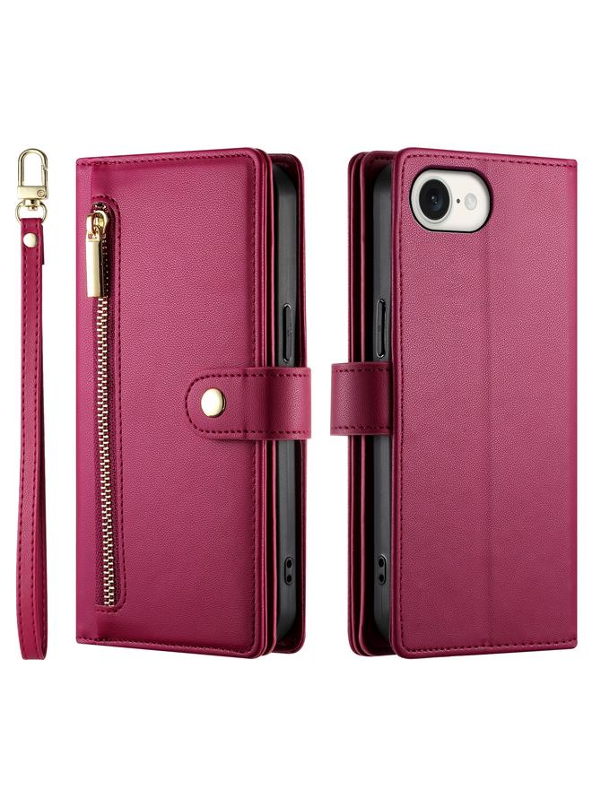 S-TOP Case For iPhone SE 4 2024 Nine Card-slot Zipper Wallet Bag Leather Phone Case - Image 2