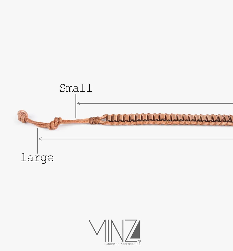 Minza  Minza “Lambrusco” Women’s Bracelet, Hematite Stones & Natural Leather Bands, Handmade Hemp Cord Bracelet, Adjustable Button Closure, Jewelry for Casual & Everyday Wear. for Women | Best Price UAE