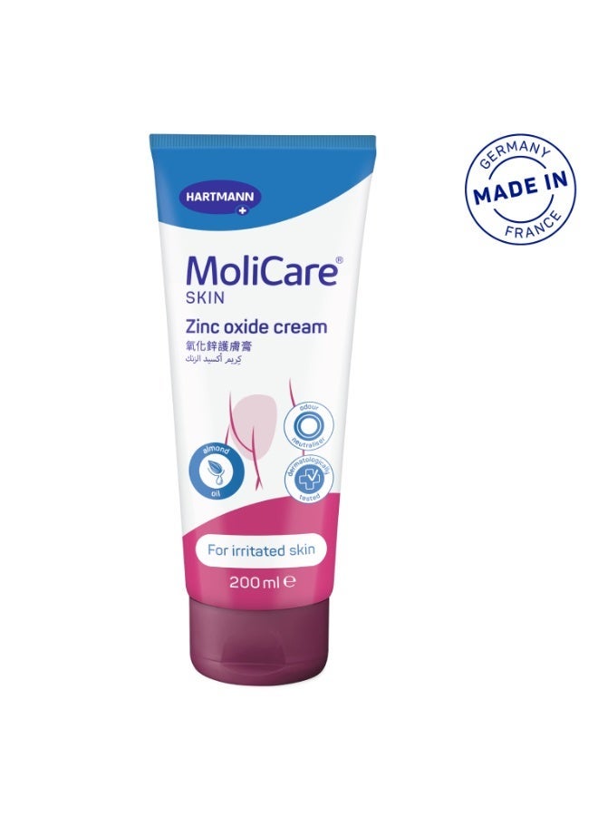Hartmann MoliCare Skin Zinc Oxide cream, Protective Skin Barrier Cream for slightly irritated skin 200ml - Image 1