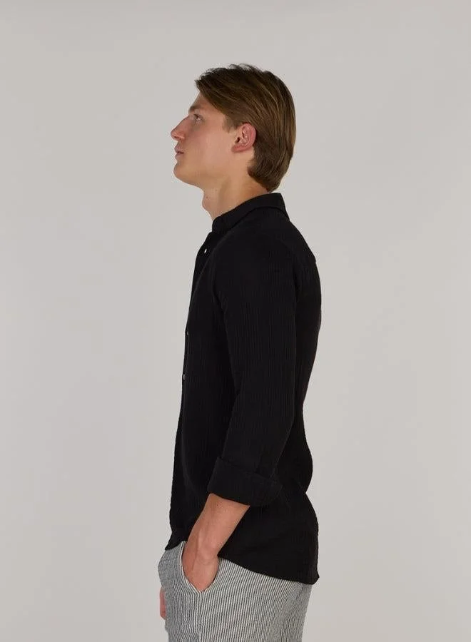 Just Nature Black Regular Fit Cotton Resort Shirt for Men | Best Price UAE