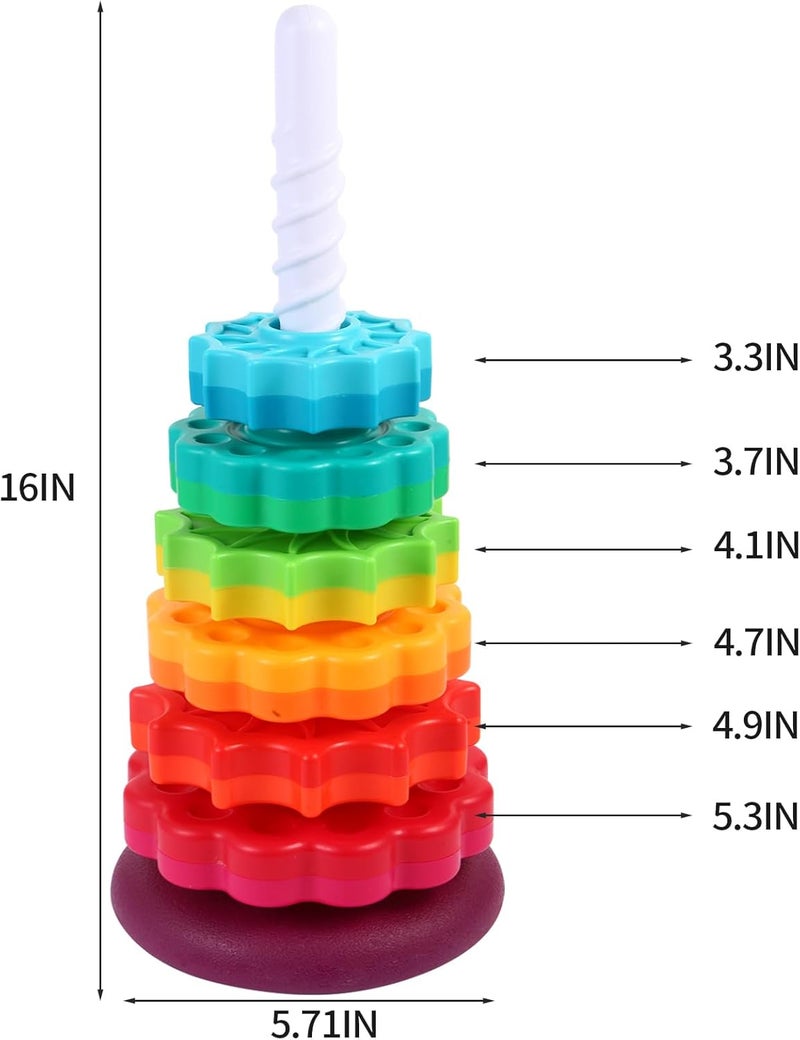 LMTNNB Spinning Stacking Toys - Rainbow Tower, Kids Stackable Spinning Toy, Educational Toy for Toddlers 1-3, Strong ABS Plastic, Color & Shape Recognition, Builds Sensory & Motor Skills - Image 5
