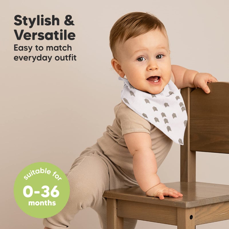 KeaBabies KeaBabies 8-Pack Organic Baby Bandana Drool Bibs - Stylish Unisex Bandana Bibs, Super Absorbent Bandana Drool Bibs, Gentle Teething Bibs for Infants, Organic Cotton Baby Bib(Grayscape)  - Image 4
