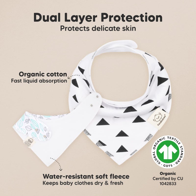 KeaBabies KeaBabies 8-Pack Organic Baby Bandana Drool Bibs - Stylish Unisex Bandana Bibs, Super Absorbent Bandana Drool Bibs, Gentle Teething Bibs for Infants, Organic Cotton Baby Bib(Grayscape)  - Image 2