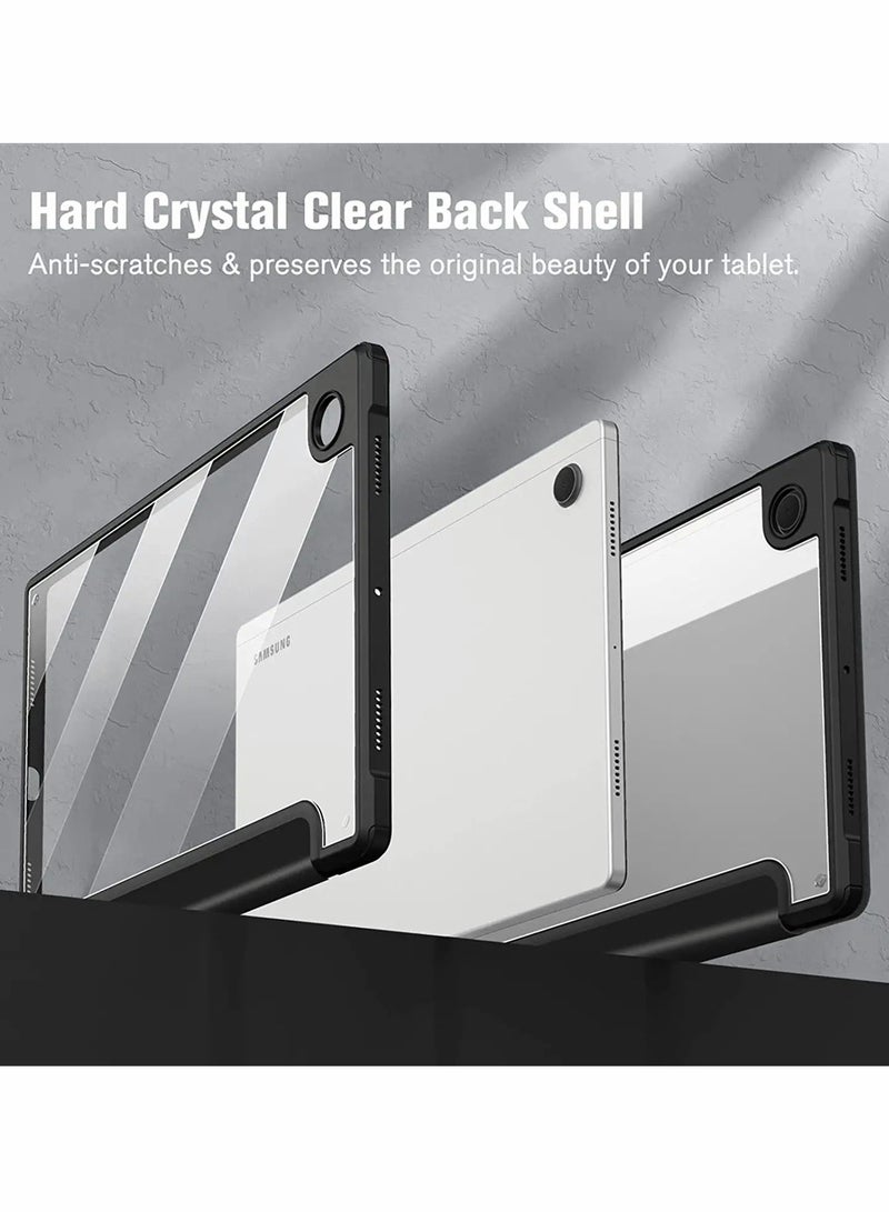 Comptible for Samsung Galaxy Tab A8 Case Hybrid Slim 10.5 Inch 2022 Model SM X200 X205 X207 Shockproof Cover with Clear Transparent Back Shell Auto Wake Sleep Black - Image 3