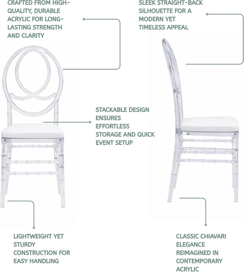 Biki Acrylic Transparent Event Chair with Soft Cushion - 92.5x38.5x37cm - Lightweight 4.5KG Modern Seating for Weddings, Dining & Special Occasions | كرسي شفاف أكريليك أنيق للحفلات والمناسبات - Image 4