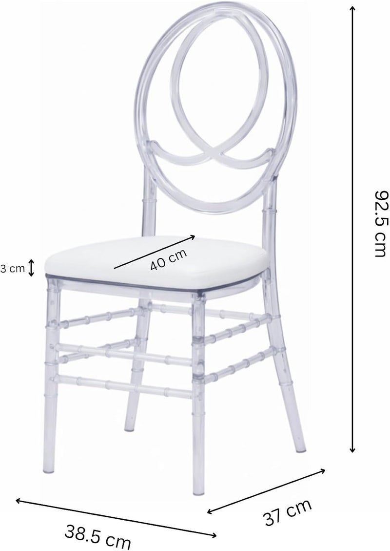 Biki Acrylic Transparent Event Chair with Soft Cushion - 92.5x38.5x37cm - Lightweight 4.5KG Modern Seating for Weddings, Dining & Special Occasions | كرسي شفاف أكريليك أنيق للحفلات والمناسبات - Image 3