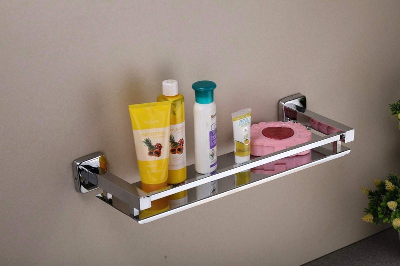 GOSAI Stainless Steel Bathroom Accessories Square Shape Bathroom Shelf Wall Mounted Shower Storage Shelf (16 X 5 Inch) - Image 2