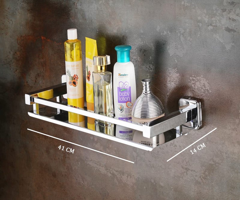 GOSAI Stainless Steel Bathroom Accessories Square Shape Bathroom Shelf Wall Mounted Shower Storage Shelf (16 X 5 Inch) - Image 5