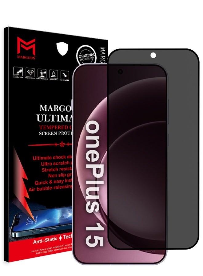 مارجون زجاج مقسى مضاد للتجسس 9H لهاتف OnePlus 15 مع حماية الخصوصية من الحافة إلى الحافة - Image 1