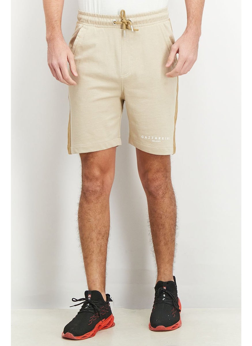 Gazzarrini Men Drawstring Brand Logo Basic Short, Beige  - Image 1