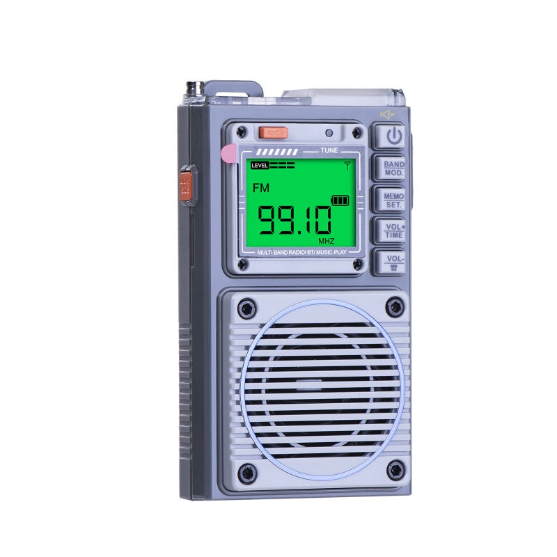 Portable FM Radio: Grey 1000mAh Rechargeable Lithium Battery - Auto Channel Search High Fidelity Sound - Easy Operation for Elderly Home Outdoor Use - Image 2