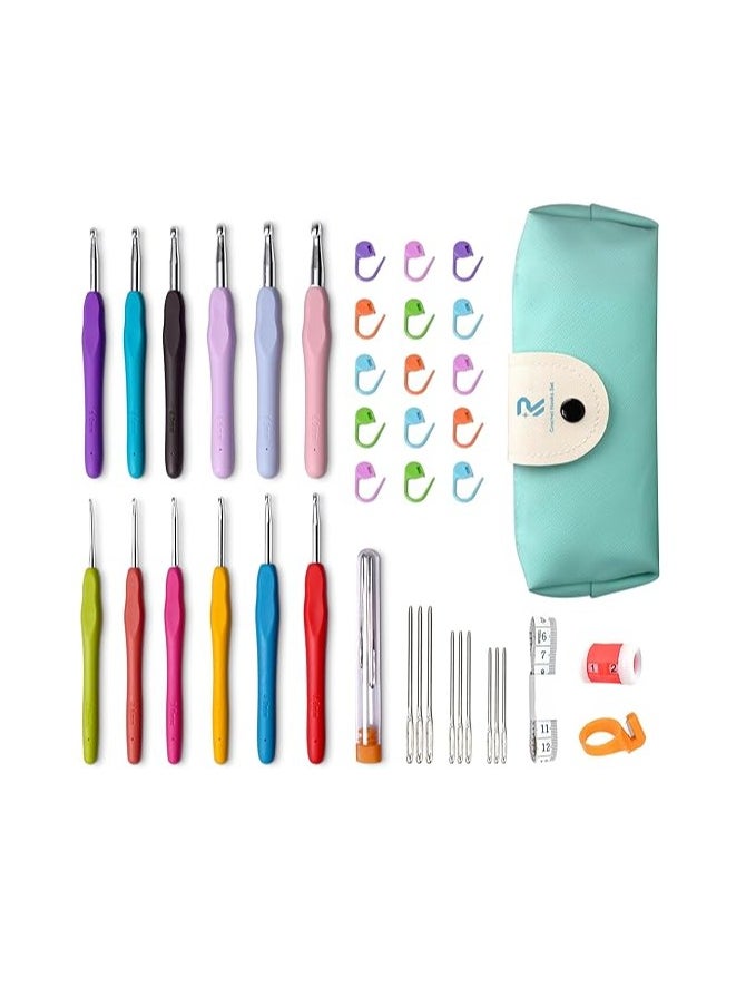 Generic 12-Piece Aluminum Crochet Hook Knitting Needle Set Multicolour  - Image 1