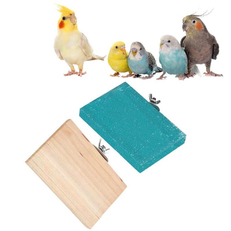 Sage Square Wooden Stand Sand Platform Made of Natural Wood, Combo of Two (3*4.5 & Sand 3*4.5 inch) Rectangle Shaped Perch Stand, Cage Accessories, Playful Toy, Suitable For Birds, Parrots, Budgies - Image 1