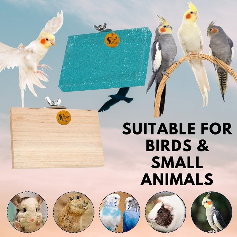 Sage Square Wooden Stand Sand Platform Made of Natural Wood, Combo of Two (3*4.5 & Sand 3*4.5 inch) Rectangle Shaped Perch Stand, Cage Accessories, Playful Toy, Suitable For Birds, Parrots, Budgies - Image 4