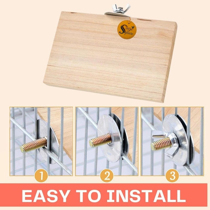 Sage Square Wooden Stand Sand Platform Made of Natural Wood, Combo of Two (3*4.5 & Sand 3*4.5 inch) Rectangle Shaped Perch Stand, Cage Accessories, Playful Toy, Suitable For Birds, Parrots, Budgies - Image 5