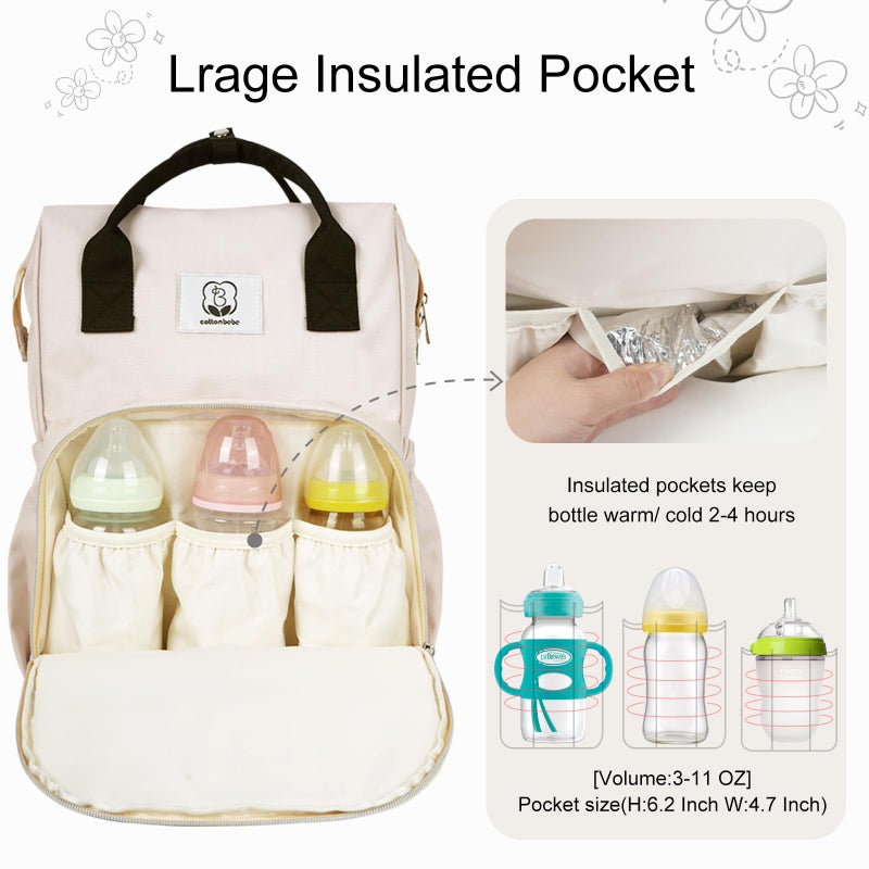 COTTONBEBE Western Diaper Bag with Changing Pad, Large Baby Bags Backpack with Stroller Straps & Insulated Pockets, Multifunction Waterproof Travel Diapers Back pack for Women & Man, Boho - Image 3