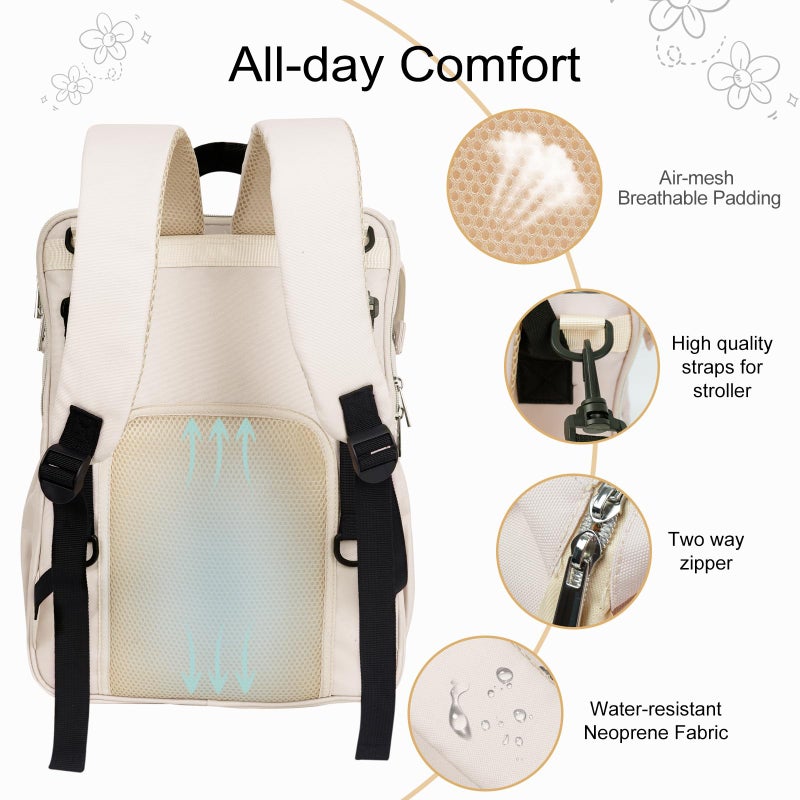 COTTONBEBE Western Diaper Bag with Changing Pad, Large Baby Bags Backpack with Stroller Straps & Insulated Pockets, Multifunction Waterproof Travel Diapers Back pack for Women & Man, Boho - Image 4