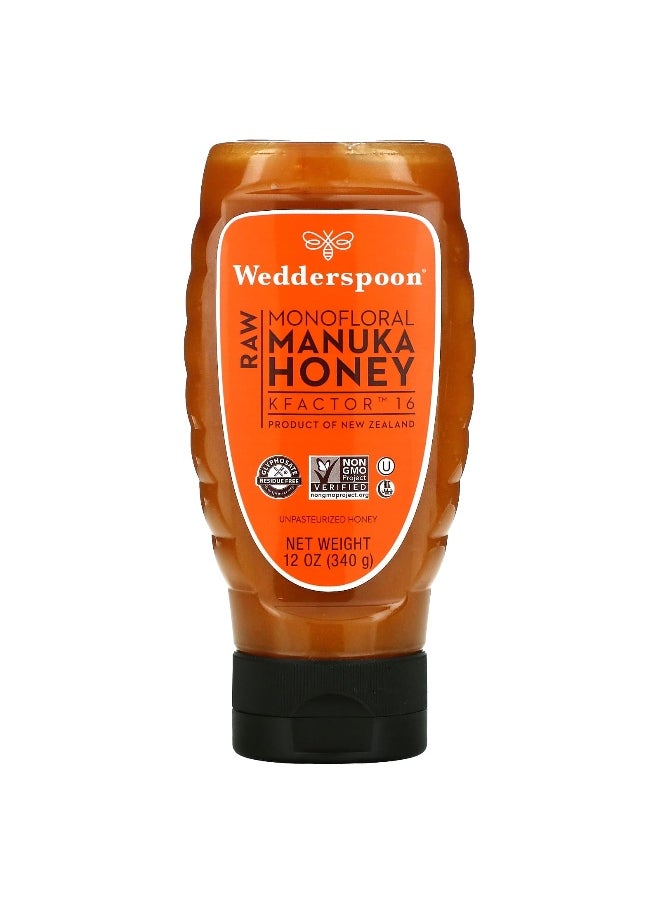 Wedderspoon Wedderspoon, Raw Monofloral Manuka Honey, KFactor 16, 12 oz (340 g)  - Image 1