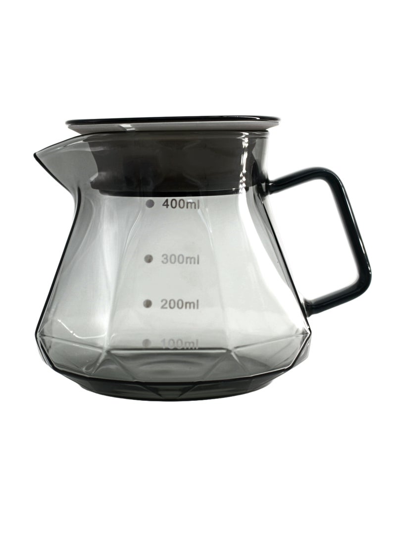 INVEIN 400 ml Diamond-Design Dark Glass Coffee Server with High-Pressure Lid for Heat Retention - Perfect 01 Coffee Server for Brewing and Serving Coffee - Image 1