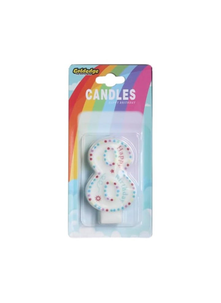 Goldedge Goldedge Number 8 Happy Birthday Numerical Cake Topper Decoration Party Wedding Anniversary Candle (WHITE)  - Image 4