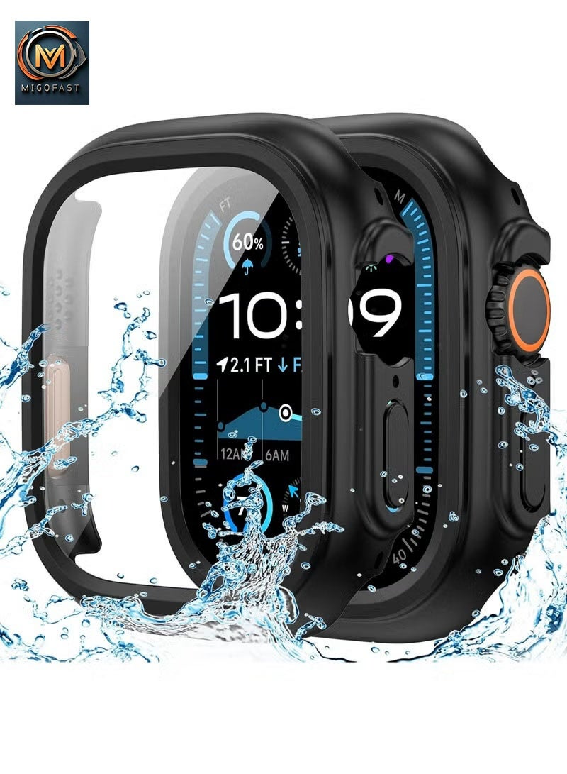 MIGOFAST Apple Watch Cover Series 11/10 Screen Protector 42mm, Hard Bumper with Tempered Glass for Apple Watch 11 Cover 42 mm Black - Image 1