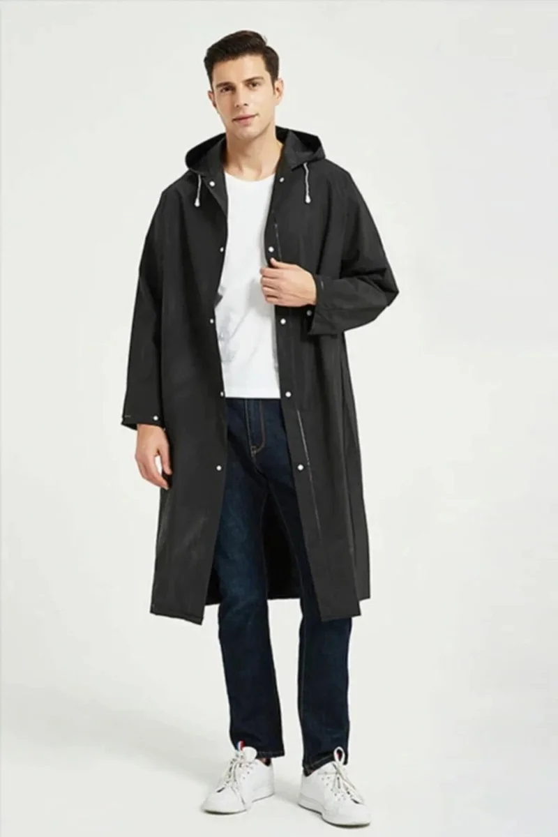 SYG Women's Men's Hooded Snap-On Waterproof Raincoat 01