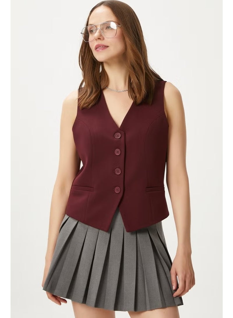 Ritnice Women's Style Burgundy Lined Woven Vest - Image 5