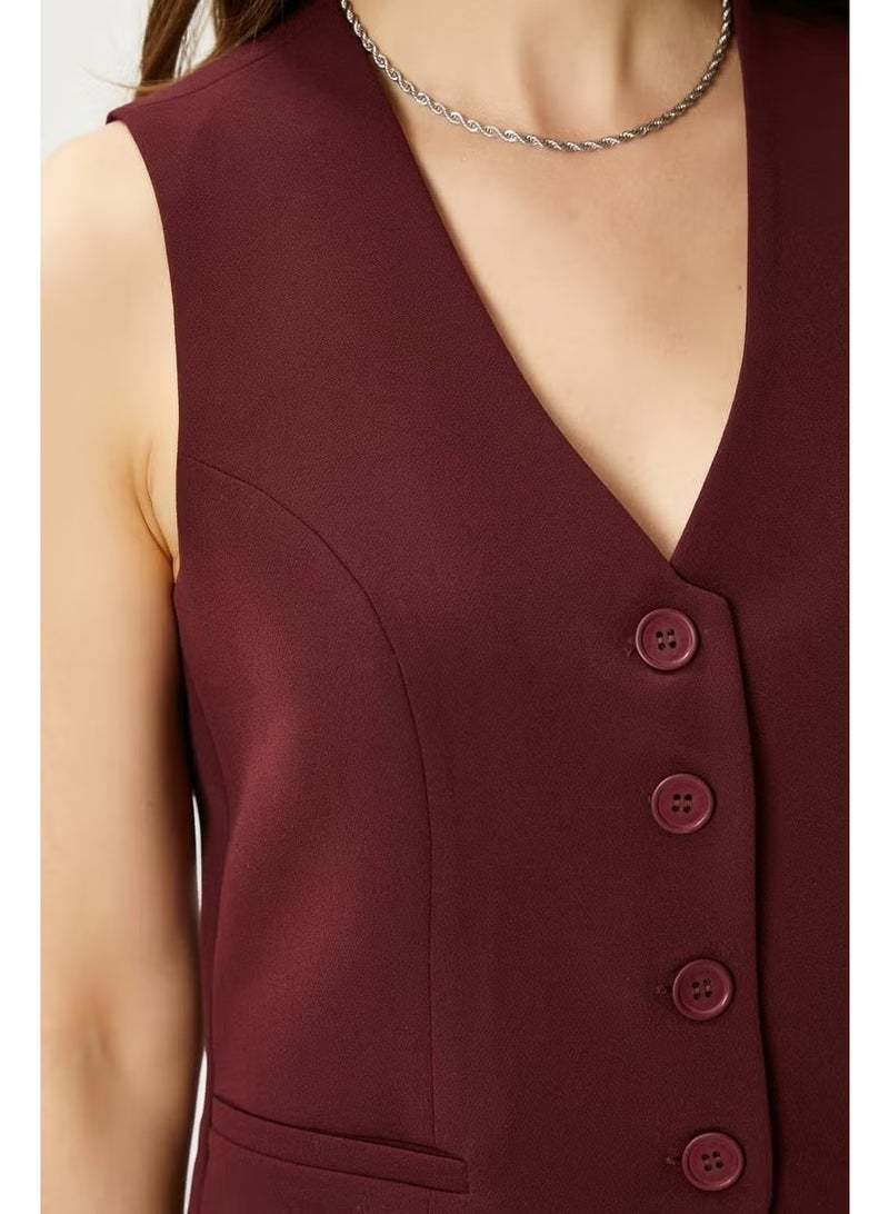 Ritnice Women's Style Burgundy Lined Woven Vest - Image 4