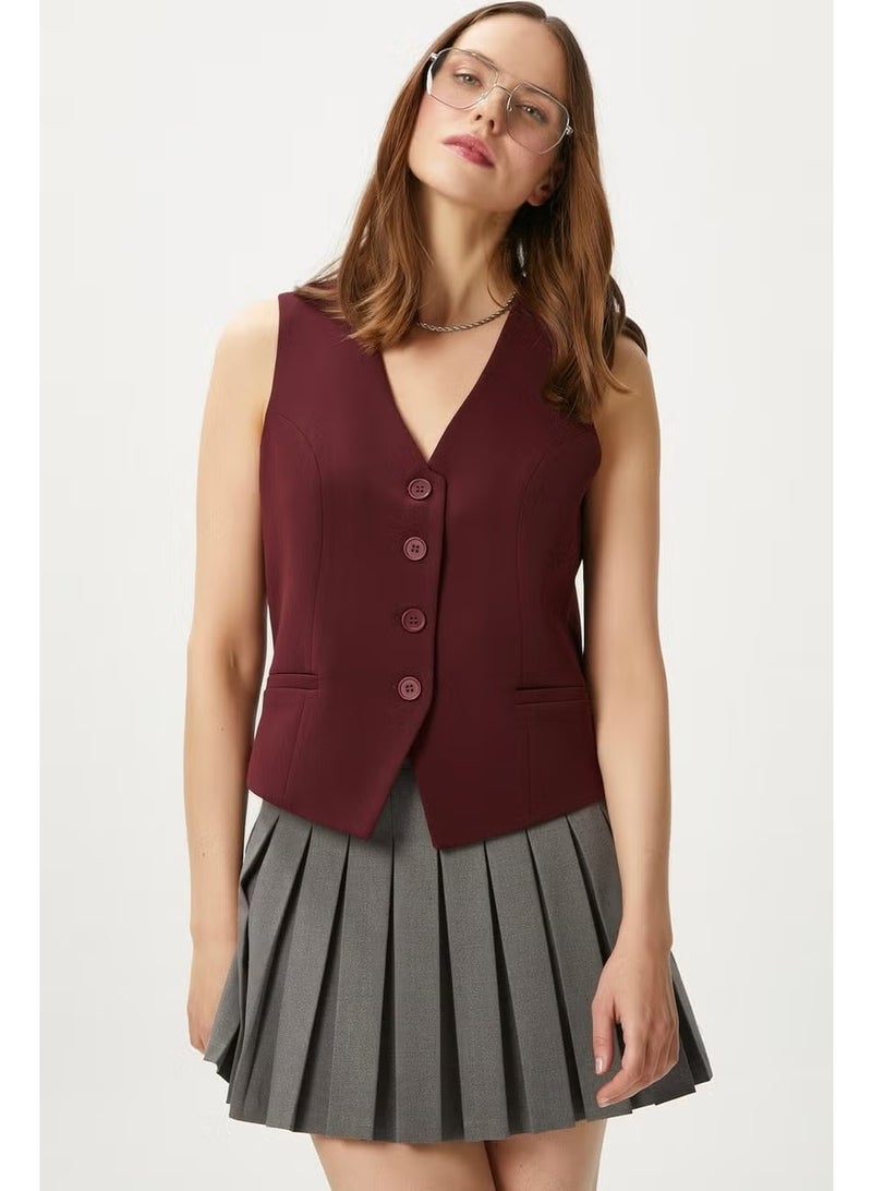 Ritnice Women's Style Burgundy Lined Woven Vest - Image 1