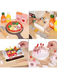 Generic Wooden Children's Danish Noble Simulation Small Shop Kitchen Suit Play House Wooden Kitchenware Parent-child Toys-Color:Danish Noble Store (luxury)  - Image 5