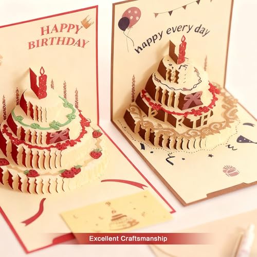 Agniphant 3D Pop-Up Birthday Card with Beautiful Cake Design | Lovely Greeting Card with Envelope, Special Birthday Gifts for Husband, Wife, Sister, Friends,child (Brown) - Image 4