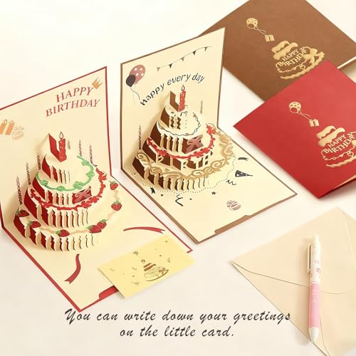 Agniphant 3D Pop-Up Birthday Card with Beautiful Cake Design | Lovely Greeting Card with Envelope, Special Birthday Gifts for Husband, Wife, Sister, Friends,child (Brown) - Image 3