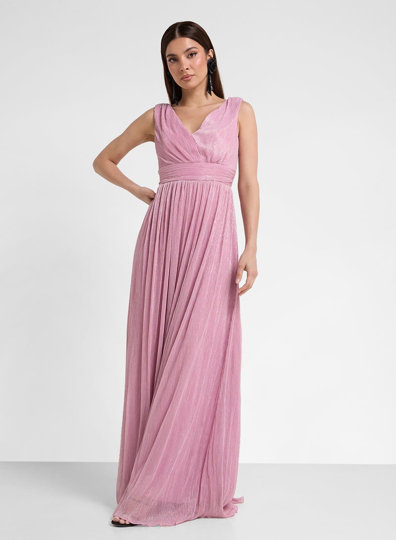 Ella Limited Edition Pleated Metallic Gown Dress  - Image 1