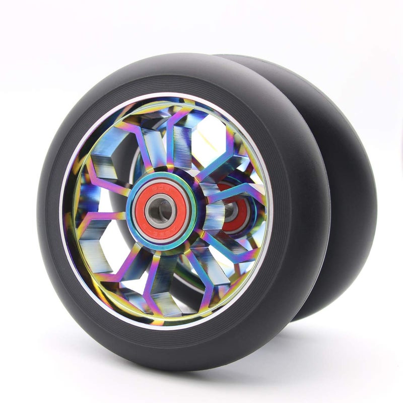 ZFIRST 2Pcs Replacement 100 mm Pro Stunt Scooter Wheel with ABEC 9 Bearings Fit for MGPRazorLucky Pro Scooters Rainbow