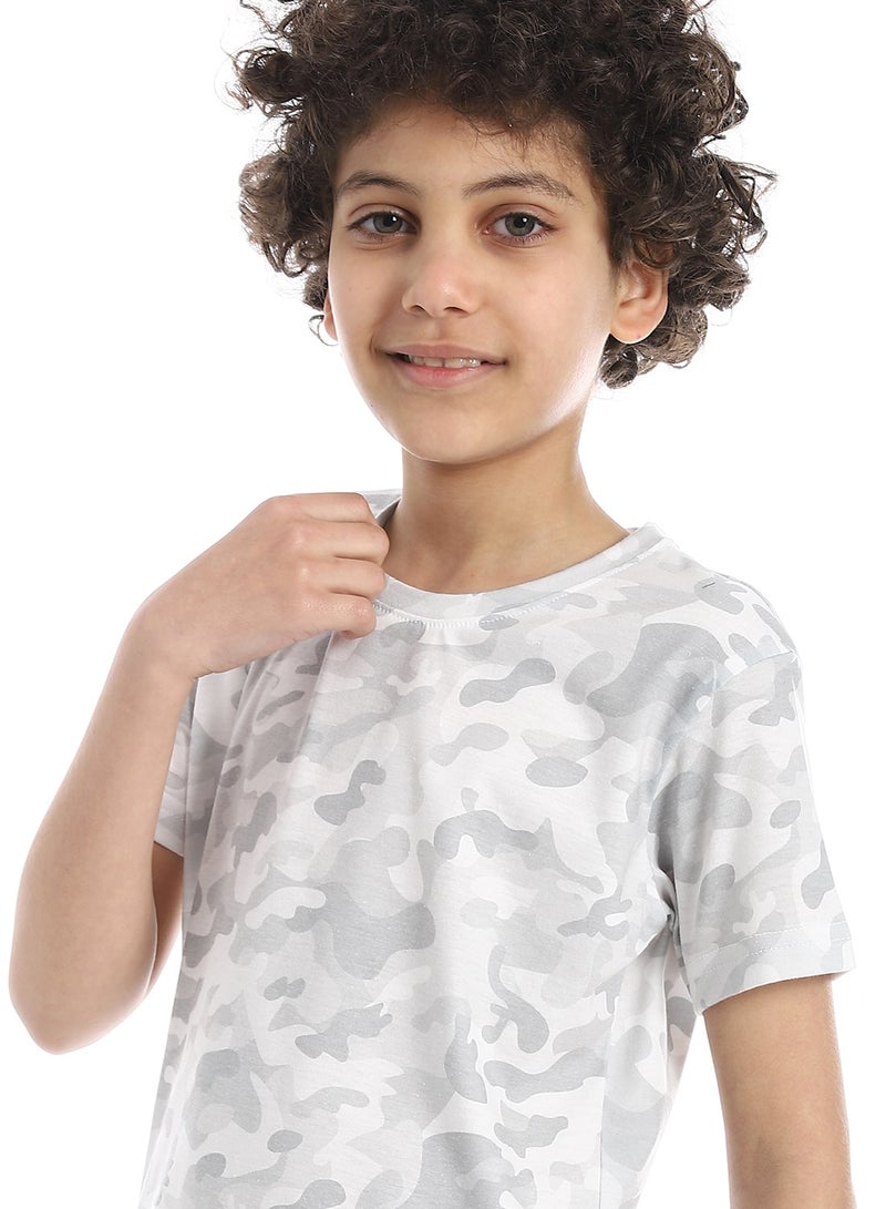 Andora Lightweight Camouflage Cotton Boys T-Shirt_Grey & White - Image 4