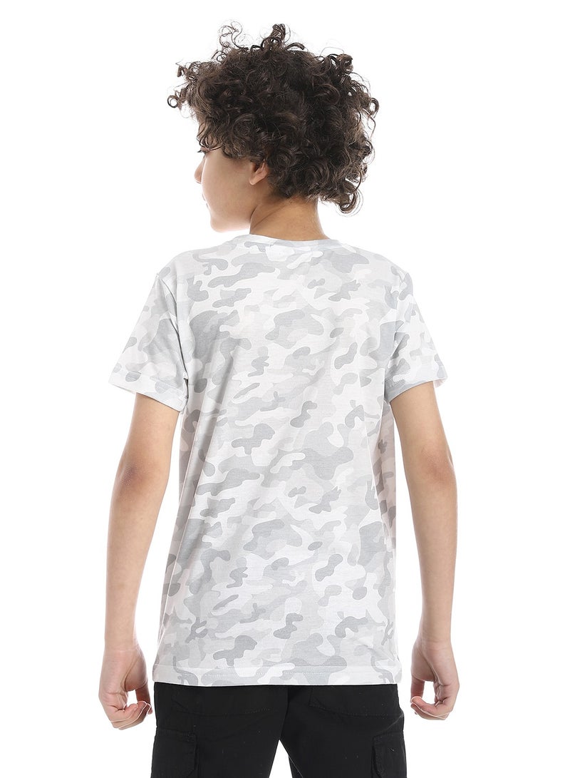 Andora Lightweight Camouflage Cotton Boys T-Shirt_Grey & White - Image 3
