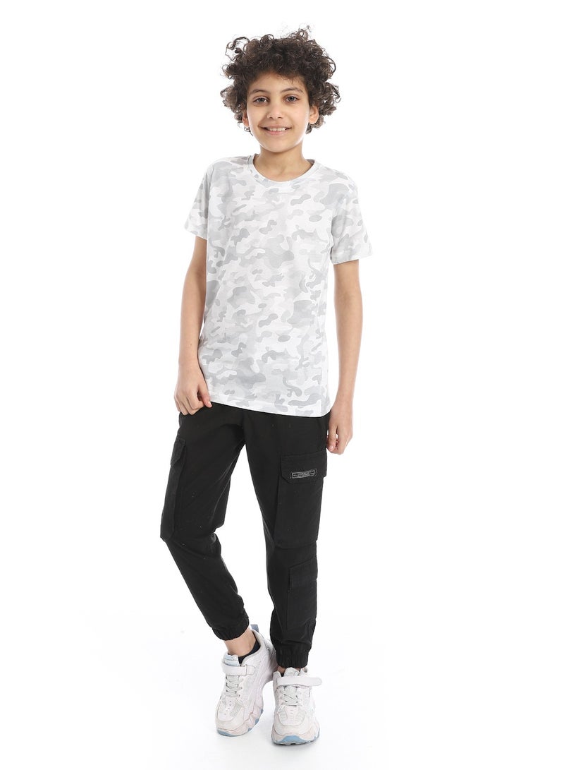 Andora Lightweight Camouflage Cotton Boys T-Shirt_Grey & White - Image 5