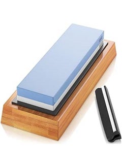 Premium Whetstone Knife Sharpening Stone 2 Side Grit 1000/6000 Waterstone- Whetstone Knife Sharpener- NonSlip Bamboo Base & Angle Guide