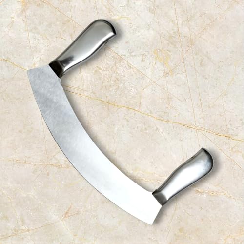 LDG WARE Stainless Steel Double Handle Pizza Cutter Professional Sharp Blade for Mincing & Slicing Pizza Garlic Bread Sandwich Fruits Vegetables - Image 1
