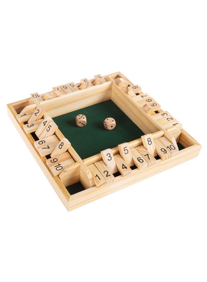 Hey! Play! Shut The Box Game-Classic 10# Wooden Set with Dice Included-Old Fashioned, 4 Player Thinking Strategy Game For Adults & Children - Image 1