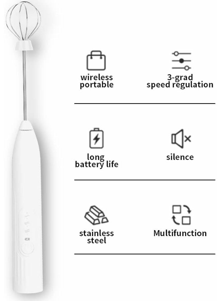 zoba Milk Frother, Portable with 2 Stainless Steel Egg Beaters USB Rechargeable Coffee Whisk, Mini Blender with 3 Adjustable Speeds for Cappuccino, Latte, Coffee, Eggs, Hot Chocolate - Image 5