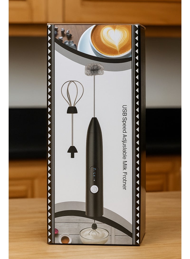 zoba Milk Frother, Portable with 2 Stainless Steel Egg Beaters USB Rechargeable Coffee Whisk, Mini Blender with 3 Adjustable Speeds for Cappuccino, Latte, Coffee, Eggs, Hot Chocolate - Image 2