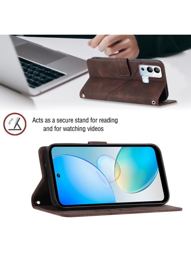 اس-توب جراب لهاتف Infinix Hot 12i X665 مصنوع من الجلد المنقوش بملمس الجلد - Image 5