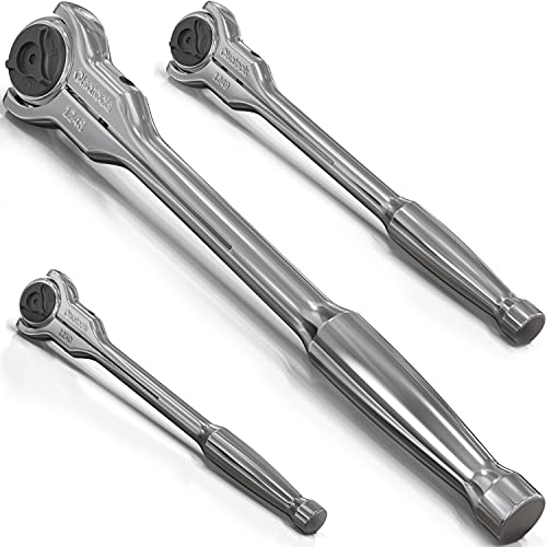Olsa Tools 90T Swivel Head Ratchet Wrench Set, 3-Piece, Chrome Vanadium Steel, 270 Degree Rotation, Ideal for Tight Spaces - Image 1