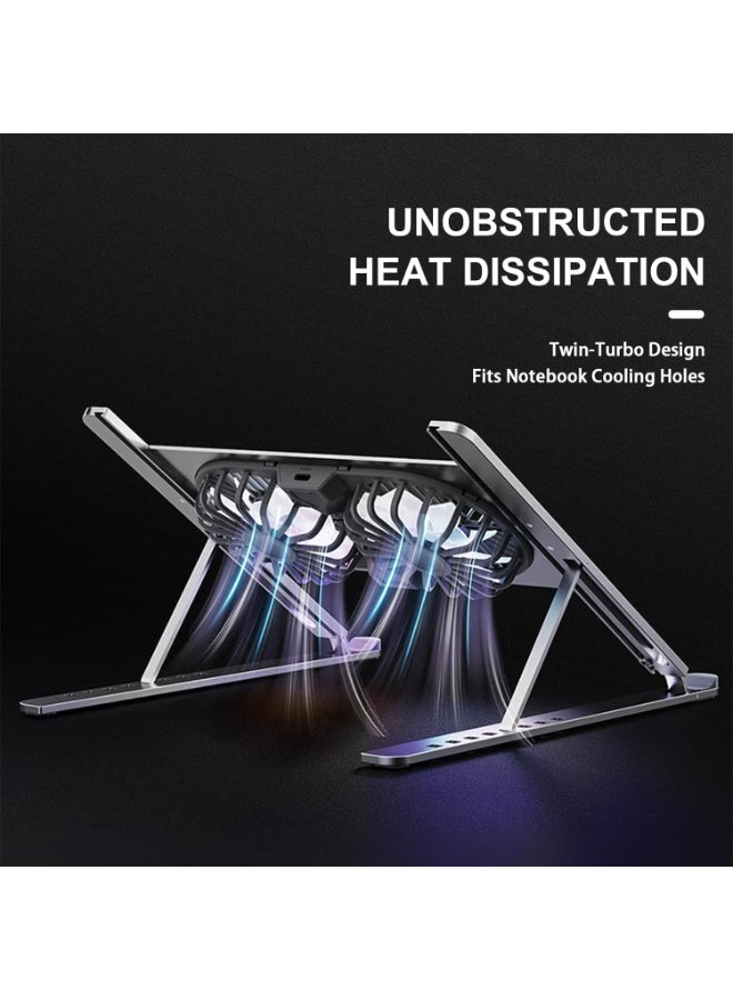 Aluminum Laptop Cooling Stand with External Fan – Compatible with MacBook, Notebook, PC – Fits 9 to 17 Inch Devices - Image 4