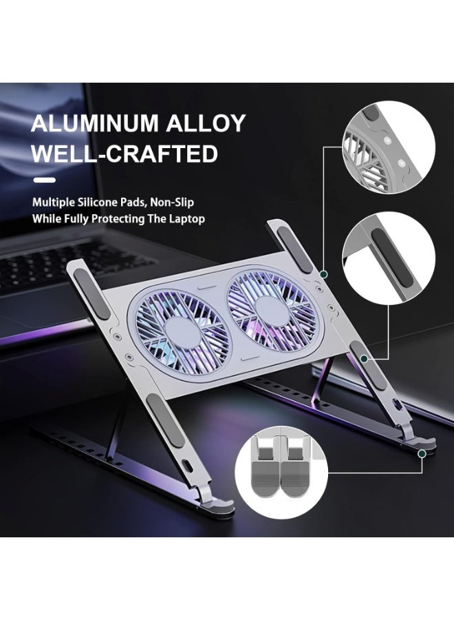Aluminum Laptop Cooling Stand with External Fan – Compatible with MacBook, Notebook, PC – Fits 9 to 17 Inch Devices - Image 5